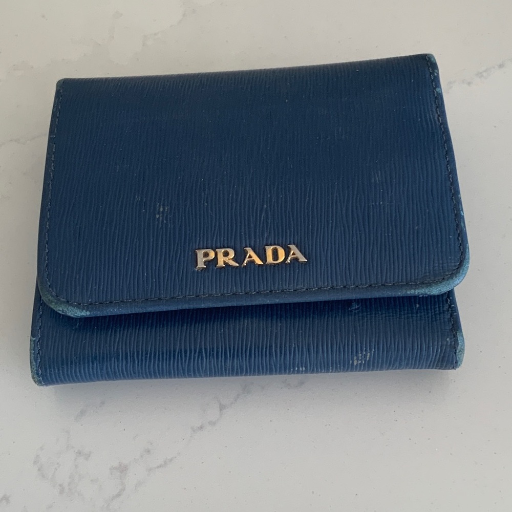 Prada blue womens wallet